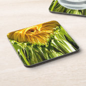 Abstraktes funky Retro Sonnenblume, ängstliche Geo Untersetzer (Linke Seite)