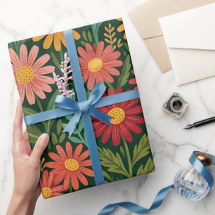 Abstraktes Gänseblümchen-Schmetterlinge-Geschenkpa Geschenkpapier