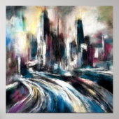 Abstraktes Gebäude - harte Pastelle Zeichn III Poster (Vorne)