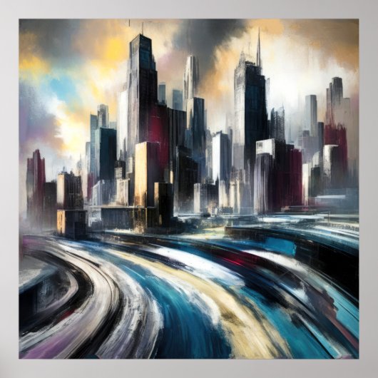 Abstraktes Gebäude Harte Pastelle Zeichn IV Poster (Vorne)