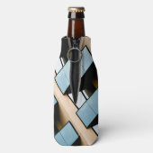 Abstraktes Gebäude in Blau und Beige Flaschenkühler (Flasche Rückseite)