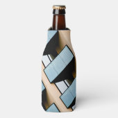 Abstraktes Gebäude in Blau und Beige Flaschenkühler (Flaschenvorderseite)
