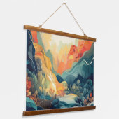 Abstraktes Gebirgsaufkommen Wandteppich Mit Holzrahmen (Gewinkelt)