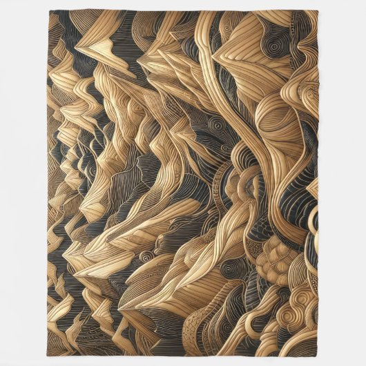 Abstraktes Gebirgsdesign aus schwarzem Gold Fleecedecke (Vorderseite)