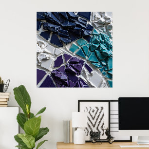 Abstraktes gebrochenes Keramikfliesen-Mosaik mit G Poster