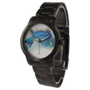 Abstraktes Gelände - Blau Armbanduhr