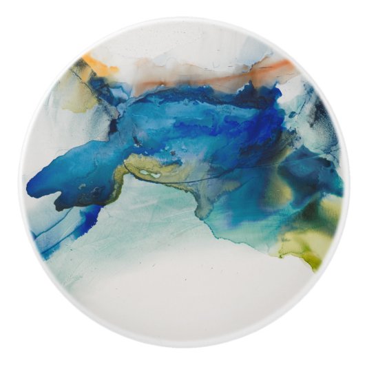 Abstraktes Gelände - Blau Keramikknauf (Vorderseite)