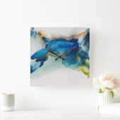 Abstraktes Gelände - Blau Quadratische Wanduhr (Zuhause)