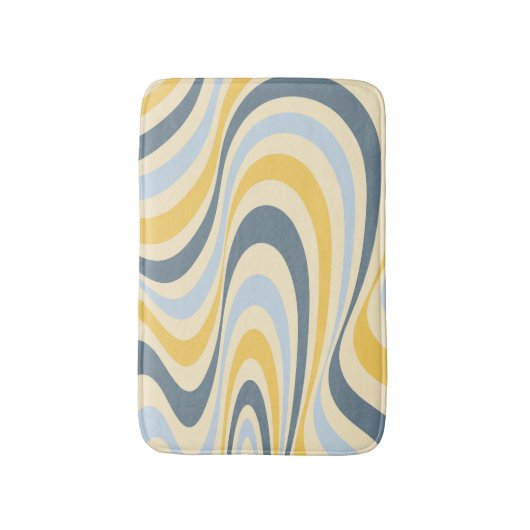 Abstraktes, gelb-blaues Swirl-Design Badematte (Vorderseite Vertikal)