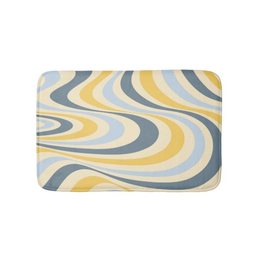 Abstraktes, gelb-blaues Swirl-Design Badematte (Vorderseite)