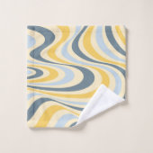 Abstraktes, gelb-blaues Swirl-Design Badhandtuch Set (Waschlappen)