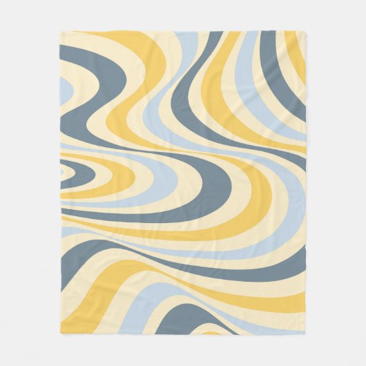Abstraktes, gelb-blaues Swirl-Design Fleecedecke (Vorderseite)