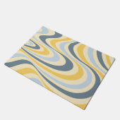 Abstraktes, gelb-blaues Swirl-Design Fußmatte (Schrägansicht)