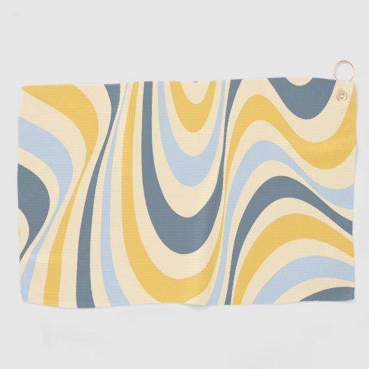 Abstraktes, gelb-blaues Swirl-Design Golfhandtuch (Horizontal)