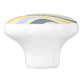 Abstraktes, gelb-blaues Swirl-Design Keramikknauf (Seitenansicht)