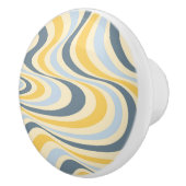 Abstraktes, gelb-blaues Swirl-Design Keramikknauf (Rechts)
