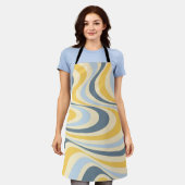 Abstraktes, gelb-blaues Swirl-Design Schürze (Getragen)