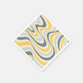 Abstraktes, gelb-blaues Swirl-Design Serviette (Ecke)