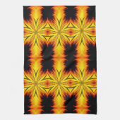 Abstraktes Gelb und Braun Kaleidoskop Kunst Geschirrtuch (Vertikal)