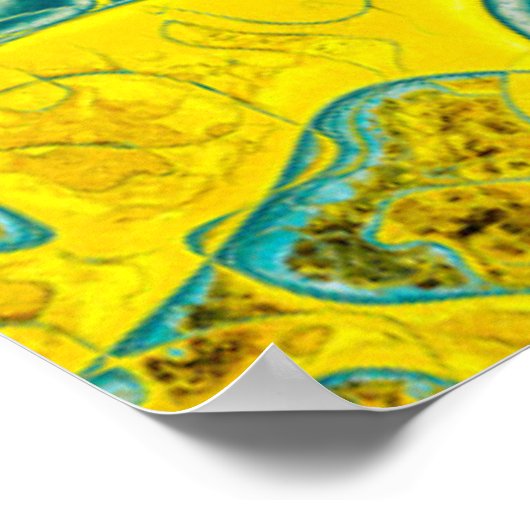 Abstraktes Gelb- und Cyan-Muster Poster (Ecke)