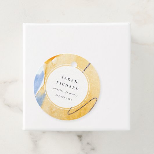 Abstraktes Gelbes blaues Wasser Kunst Geschenkanhänger (Beispiel)