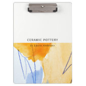 Abstraktes Gelbes blaues Wasser Kunst Klemmbrett (Vorderseite)