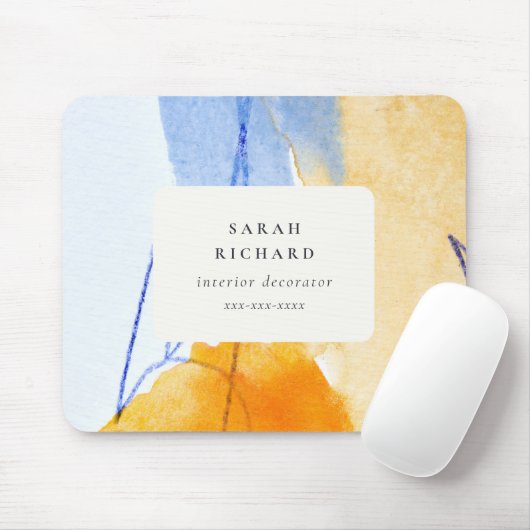 Abstraktes Gelbes blaues Wasser Kunst Mousepad (Mit Mouse)