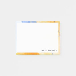 Abstraktes Gelbes blaues Wasser Kunst Post-it Klebezettel