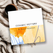 Abstraktes Gelbes blaues Wasser Kunst Quadratische Visitenkarte