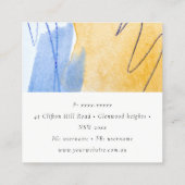 Abstraktes Gelbes blaues Wasser Kunst Quadratische Visitenkarte (Rückseite)