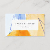 Abstraktes Gelbes blaues Wasser Kunst Visitenkarte (Vorderseite)