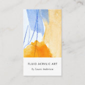 Abstraktes Gelbes blaues Wasser Kunst Visitenkarte (Vorderseite)