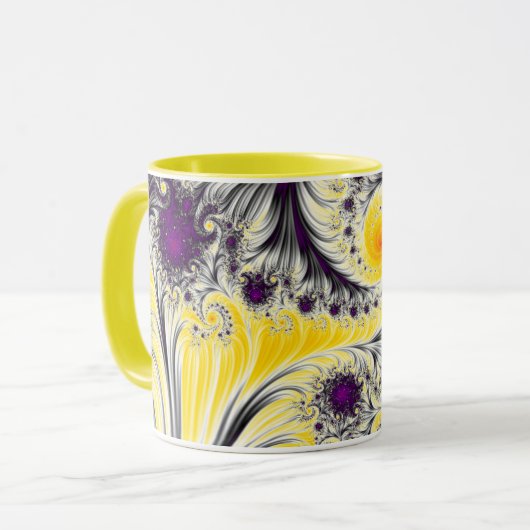 Abstraktes Gelbes Fraktal Kunst Tasse (Vorderseite Links)