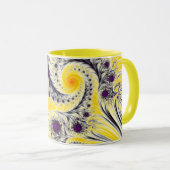 Abstraktes Gelbes Fraktal Kunst Tasse (VorderseiteRechts)