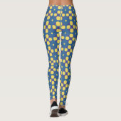 Abstraktes gelbes geometrisches Muster auf blau Leggings (Rückseite)