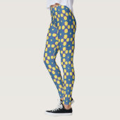 Abstraktes gelbes geometrisches Muster auf blau Leggings (Links)