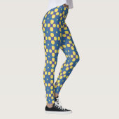 Abstraktes gelbes geometrisches Muster auf blau Leggings (Rechts)
