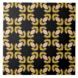 Abstraktes gelbes, orangefarbenes und schwarzes Mu Fliese