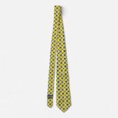 Abstraktes gelbes und blaues Blumenmuster Krawatte (Rückseite)