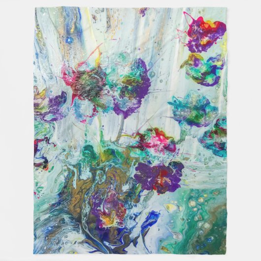 Abstraktes Gemälde aus Hummingvogelgarten Fleecedecke (Vorderseite)