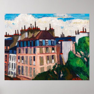 Abstraktes Gemälde der Stadtlandschaft von Paris i Poster