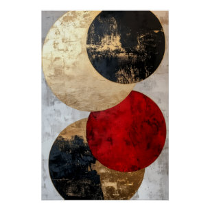 Abstraktes Gemälde Geometrische Kreise – Zeitgenös Poster
