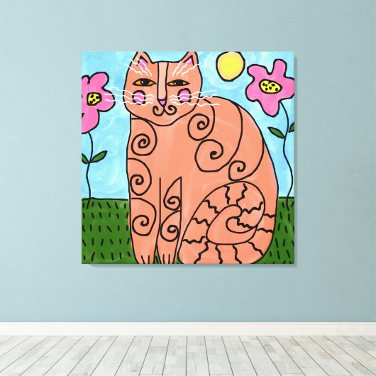 Abstraktes Gemälde im Garten Leinwanddruck (Insitu (Holzboden))