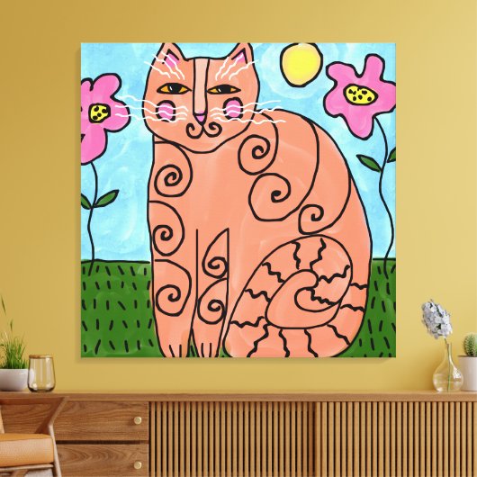 Abstraktes Gemälde im Garten Leinwanddruck (Insitu (Wohnzimmer))