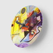 Abstraktes Gemälde in Gelbblau Runde Wanduhr (Winkel)