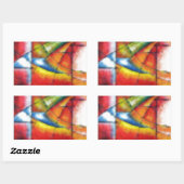 abstraktes Gemälde in Rot-Gelb-Blau Rechteckiger Aufkleber (Blatt)