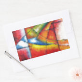 abstraktes Gemälde in Rot-Gelb-Blau Rechteckiger Aufkleber (Umschlag)