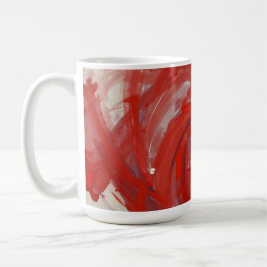 Abstraktes Gemälde in roter Spirale Kaffeetasse (Links)