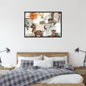 Abstraktes Gemälde mit ethnischen Elementen Leinwanddruck (Insitu (Schlafzimmer))