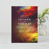 Abstraktes Gemälde mit farbenfroher Luft. Hochzeit Einladung (Stehend Vorderseite)